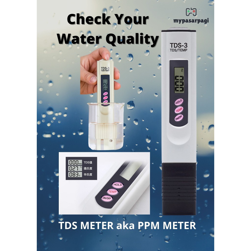 Digital TDS Water Quality Tester Purity Meter TEMP PPM Test Filter Pen Stick UK 