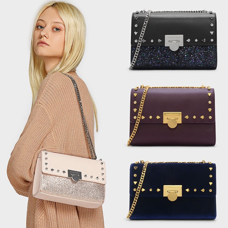 charles & keith chain detail clutch
