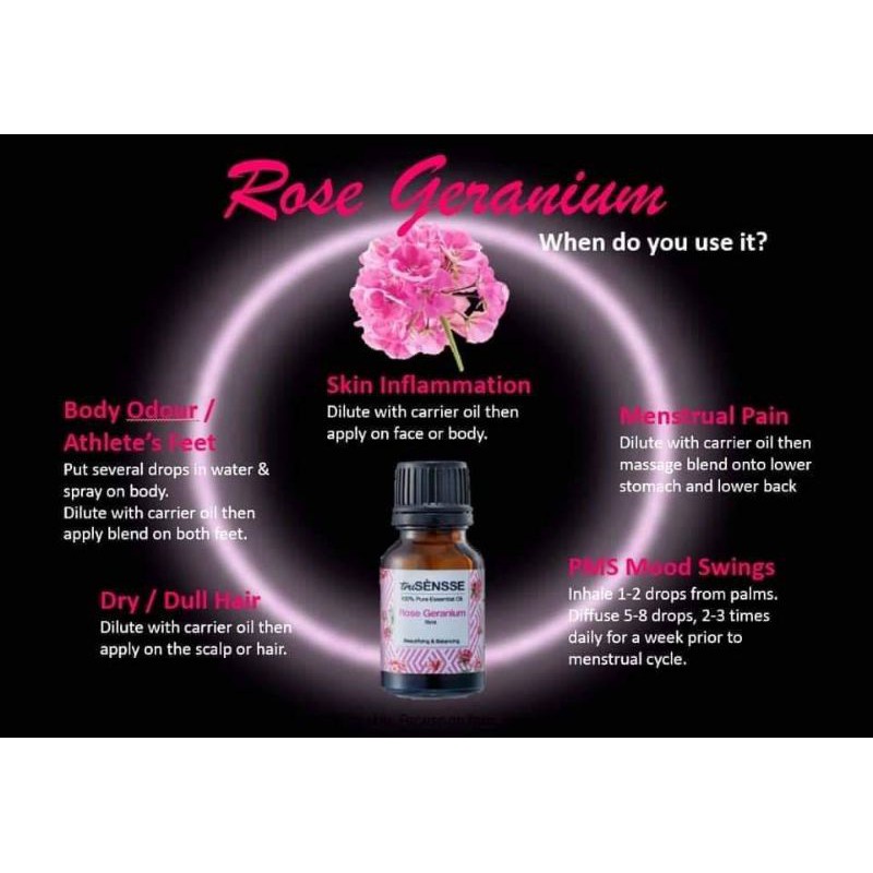 Trusensse 100% Pure Essential Oil - Rose Geranium 15ml (1 pc)