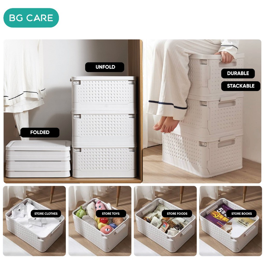 Wardrobe Baskets Collapsible Foldable Storage Box Container Stackable