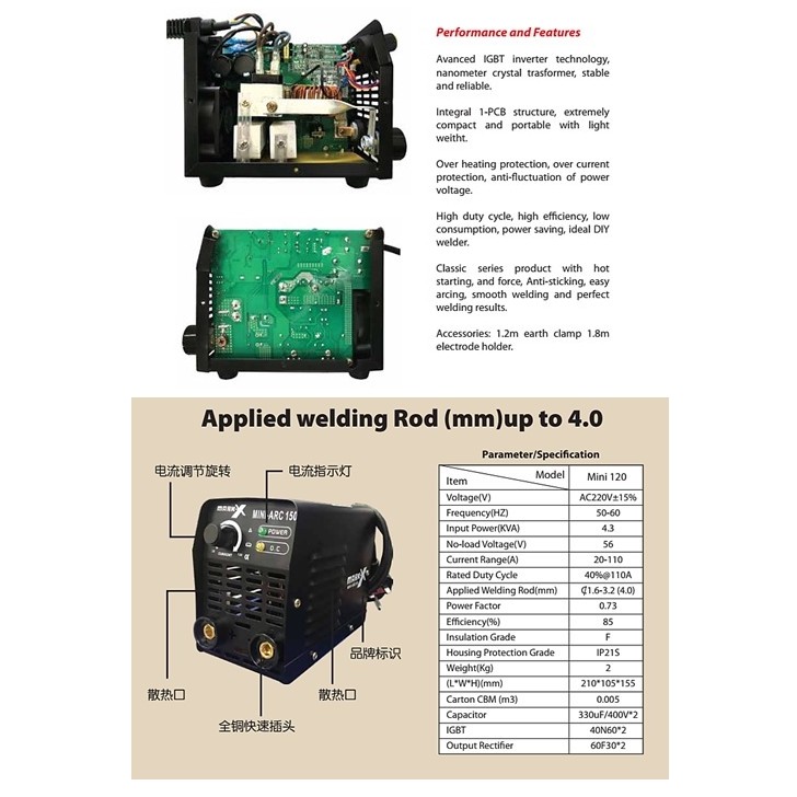 Mark X Arc150 Mini 150amp Mma Machine Inverter Welding Machine Ready Stock Shopee Malaysia