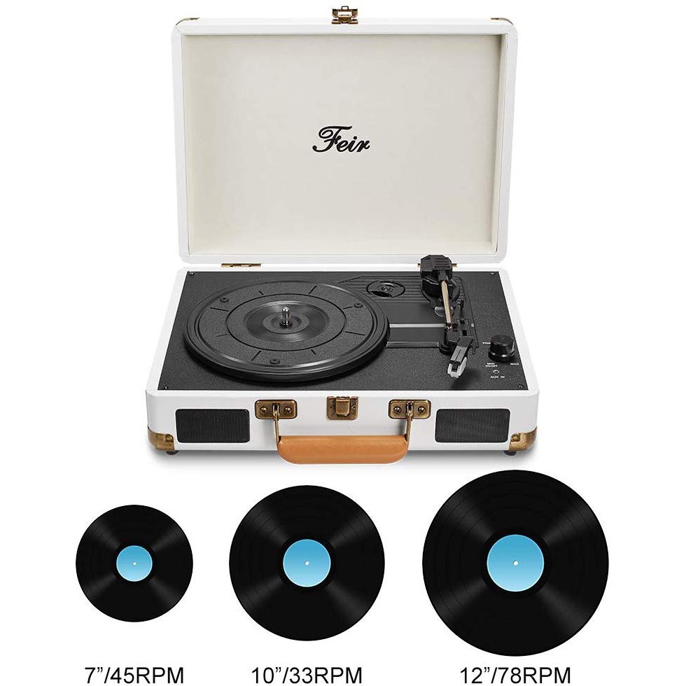 Vinyl Stereo White Record Player 3 Speed Portable Turntable Shopee Malaysia