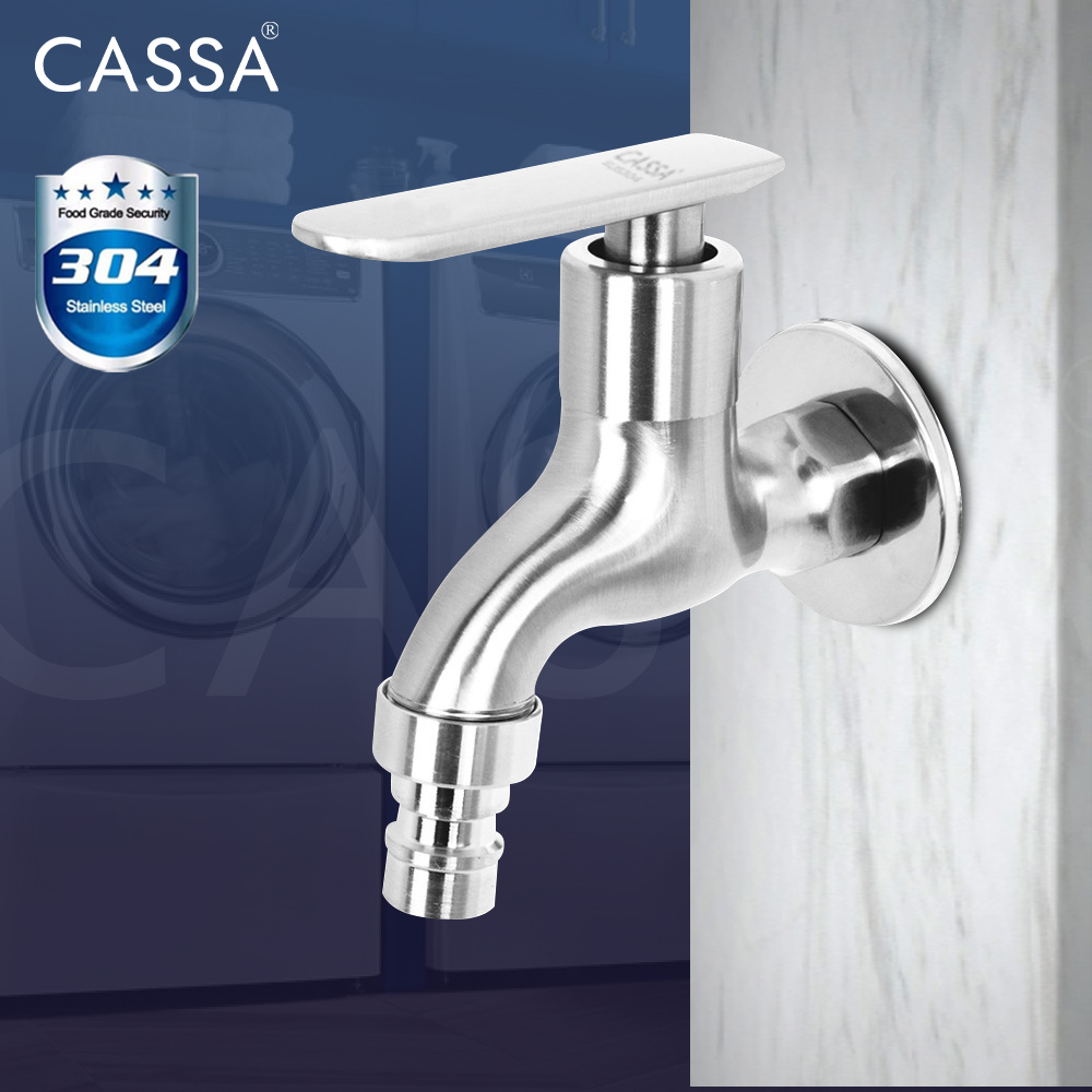 Cassa Stainless Steel SUS304 Kitchen Bathroom Washing Machine Sink Faucet Wall Bib Water Tap