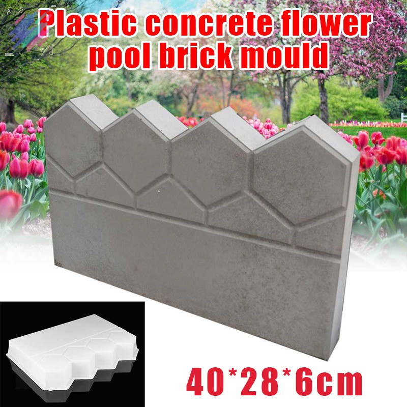 Garden Fencing Concrete Stone Cement Brick Mold DIY Pave Making Lawn Pond Decor