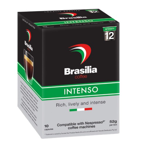 Brasilia Coffee Capsule Intenso (Intensity 12) 52g, 10 Capsules, Compatible with Nespresso Coffee Machine