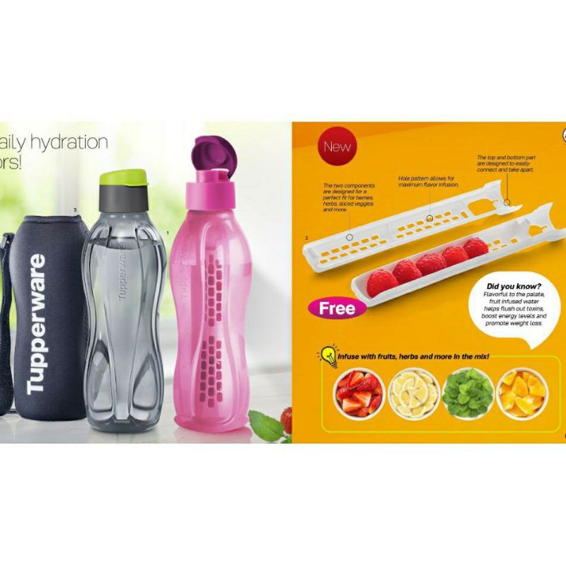 (READY STOCK)Tupperware Eco Bottle 750ml / Fruit Infuser / Pouch