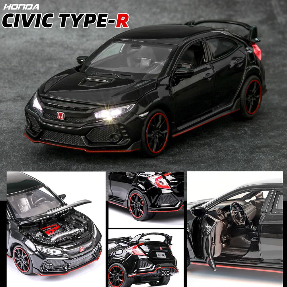 Feo 1 32 Diecast Honda Civic Type R Model Alloy Car Sound And Light Pull Back Car Toys Collection Shopee Malaysia