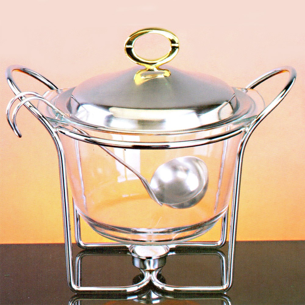 4L Round Soup Warmer Ovenproof Dish Buffet Catering Warmer Chafing