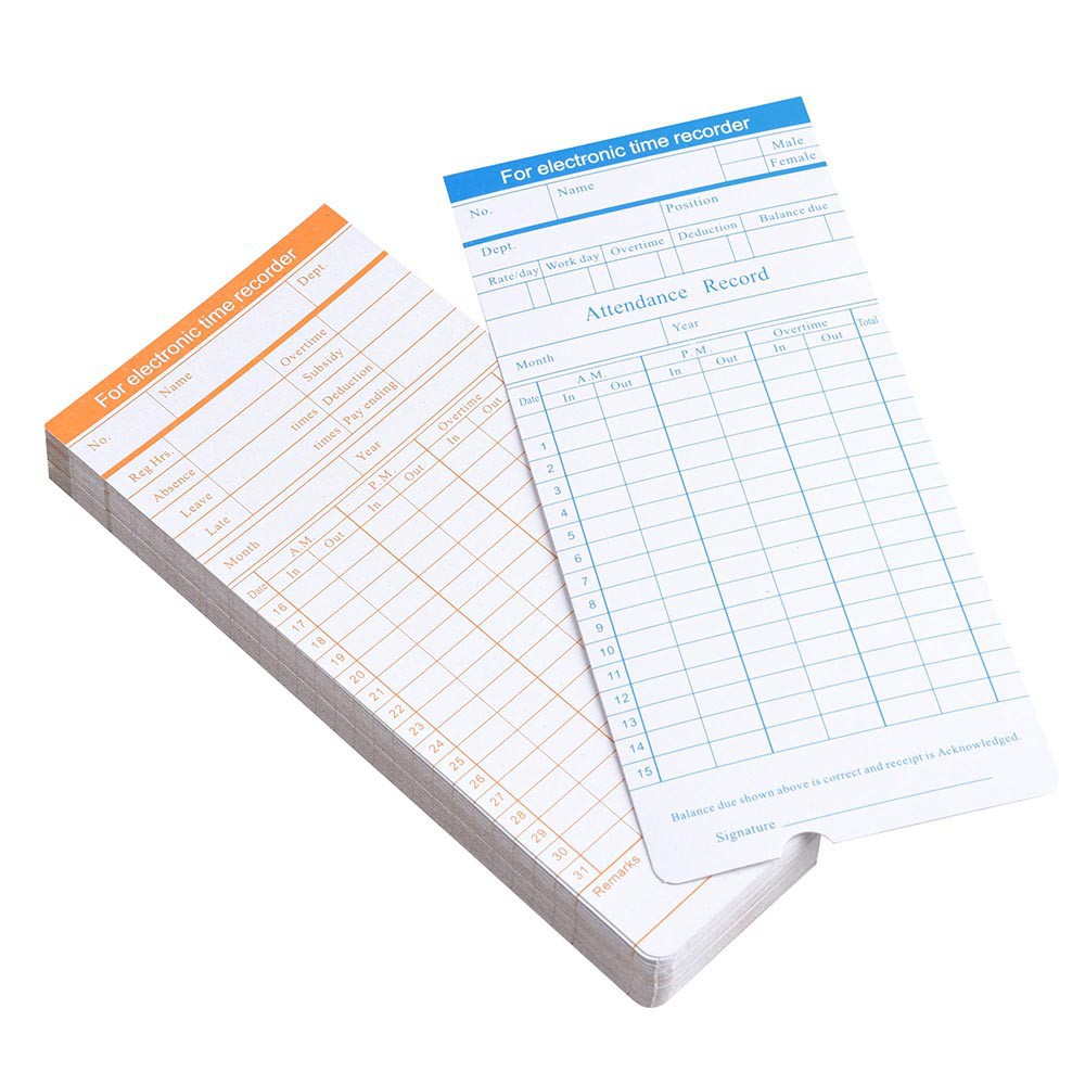 Punch Card Time Card 6 Column 100pcs/Pack | Time Recorder Card 100 Sheet