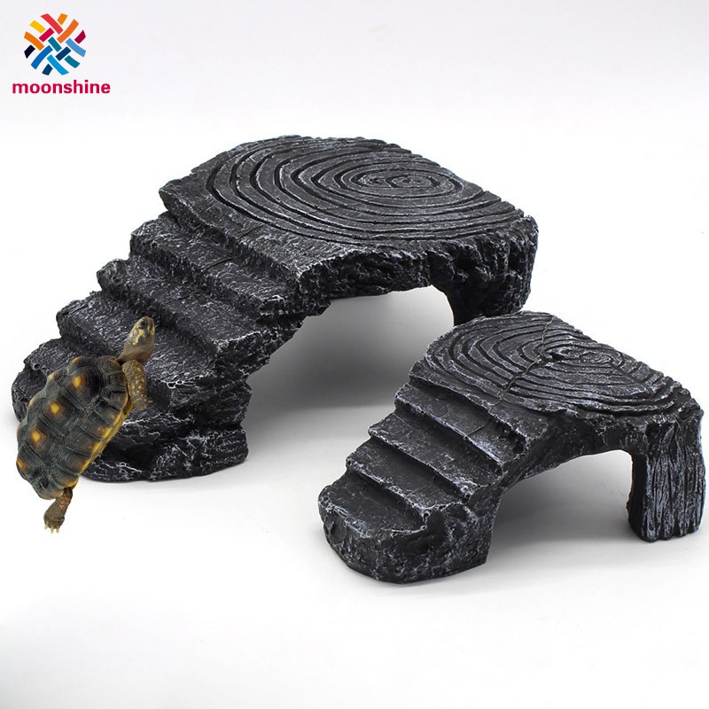 Aquarium Fish Tank Resin Rock Ladder Platform Tortoise Stone