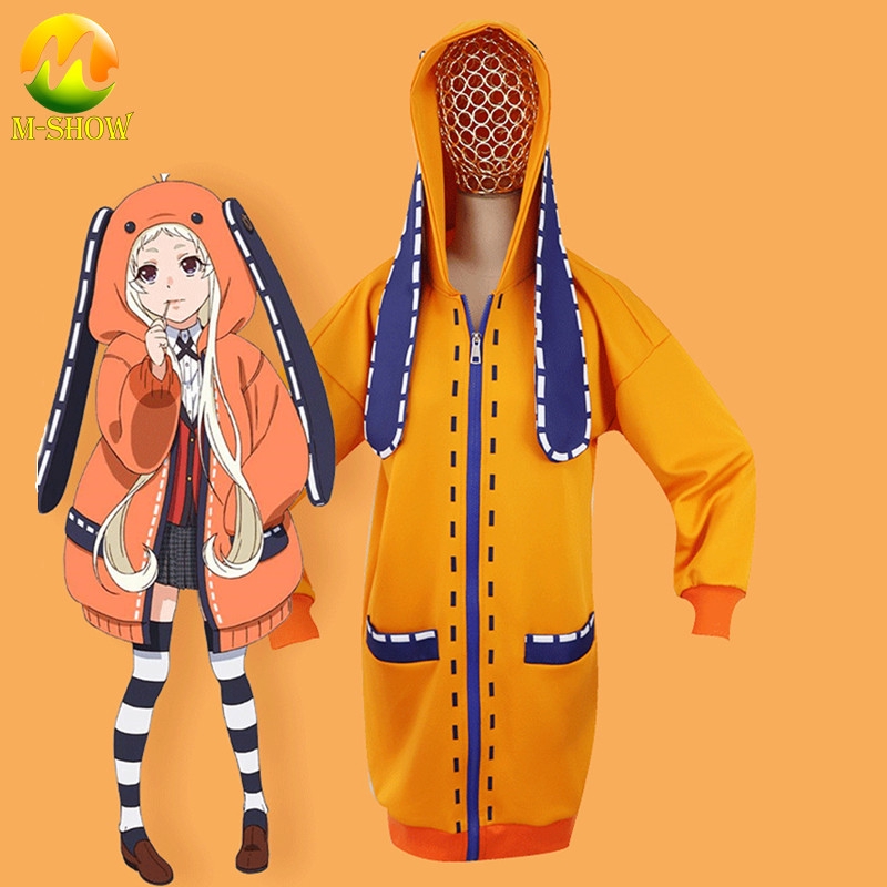 anime girl cosplay kakegurui yomoduki runa cosplay costume coat jacket  orange hoodie halloween costumes for adult