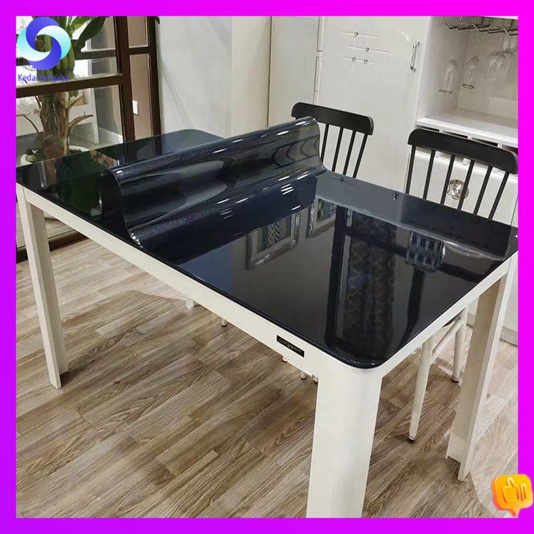 alas meja kopi alas meja kopi ruang tamu Black PVC TableCloth tidak berbau 1.0mm lembut kaca kalis air-bukti anti-panas mesh pad plastik teh percuma beberapa kain