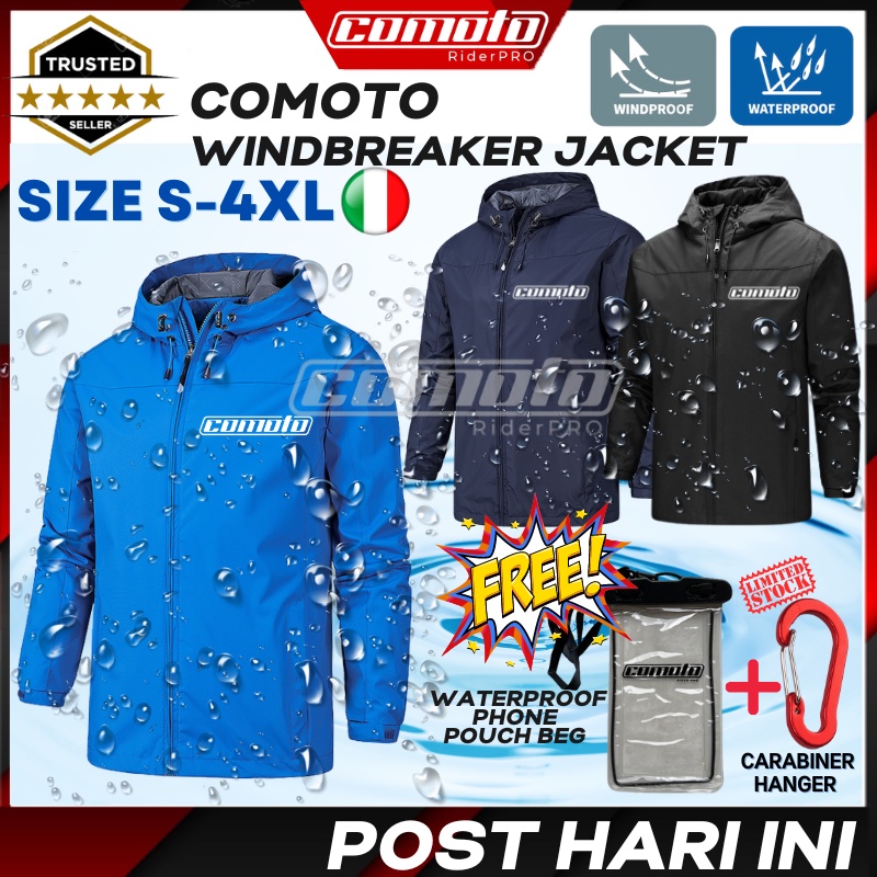 COMOTO Unisex Jacket Windproof Jacket Motor (S-5XL) Waterproof Breathable Thin Sportswear Windbreaker Jacket