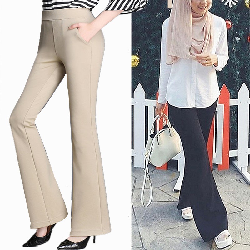 M 4xl Bootcut Women Muslimah Palazzo Tulang Pants Plus Size Loose Office Pants Seluar Slack