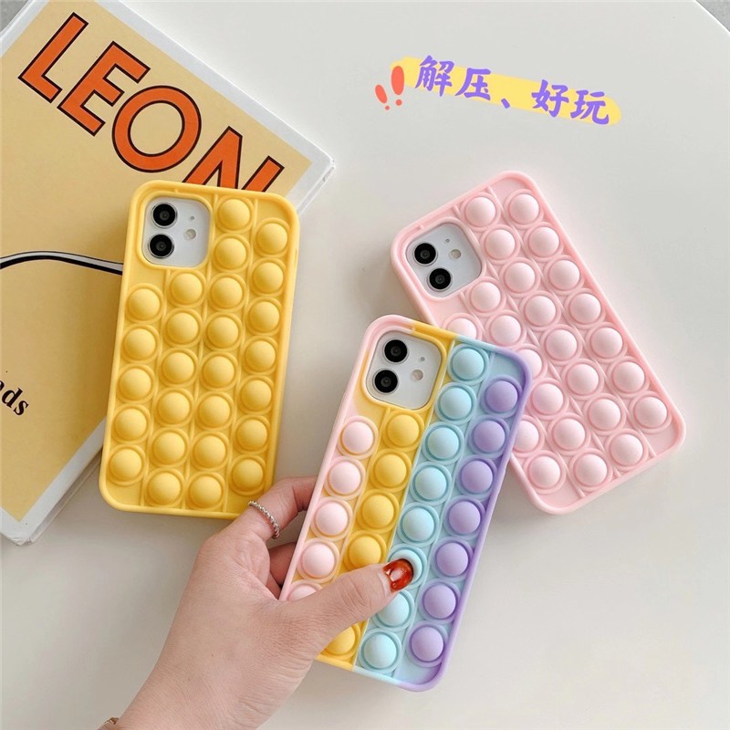 Relive Stress Pop Fidget Toys Push It Bubble Silicone Phone Case Iphone 12 Pro Max 12mini 11 Pro Max I6 6s 7 8 Plus X Xr Xs Max Rainbow Color Soft Cover Shopee Malaysia