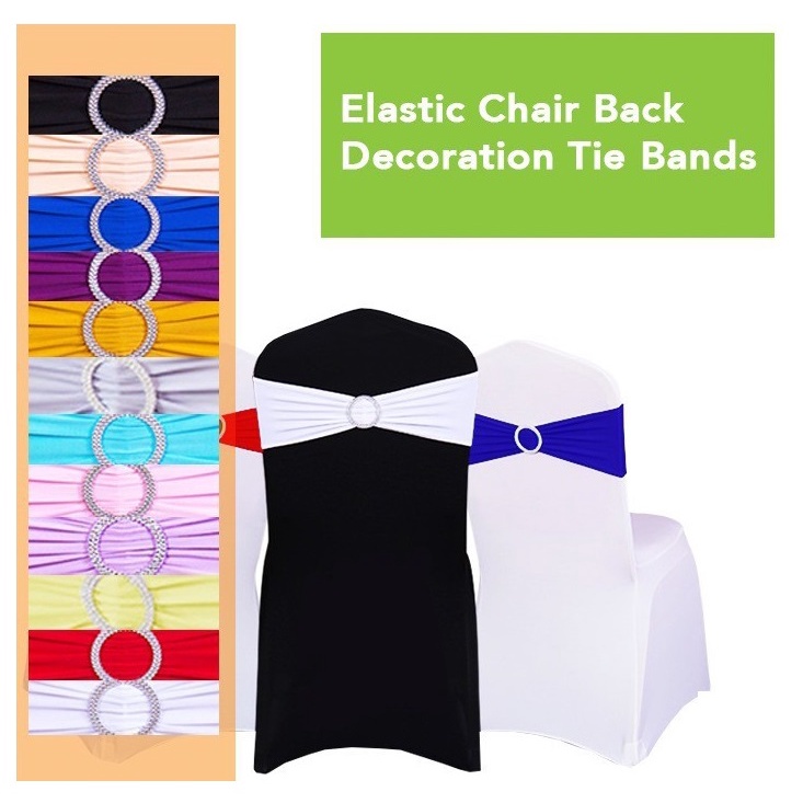 Elastic Chair Back Decor Band No need Tie Banquet Event Wedding Hotel Ribbon Bunga Sarung Kerusi