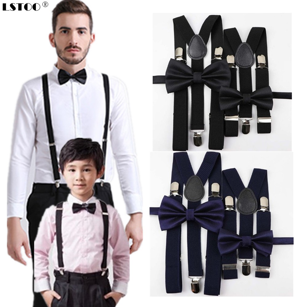 Baby Suspenders and Bow Tie Set Elastic Adjustable-Fits Baby to Toddler 