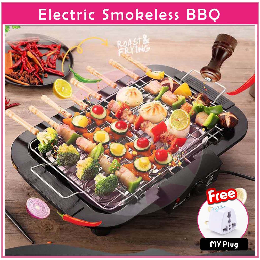 Electric Barbecue BBQ Grill Steamboat Hot Pot Pan Smokeless Barbeque