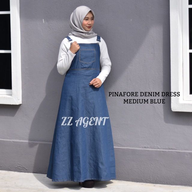 denim pinafore maxi dress