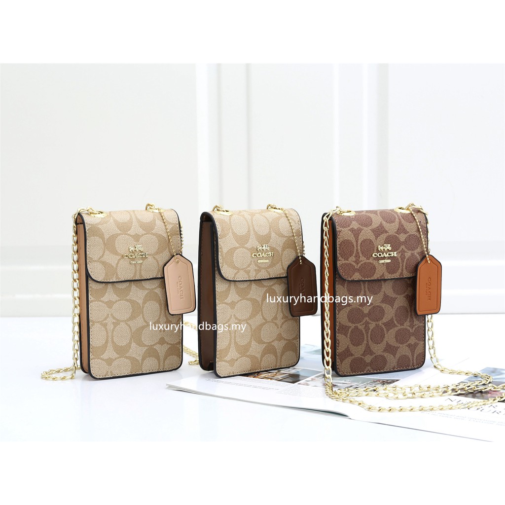 Premium Coach phone bag chain sling bag women handphone key wallet | Shopee  Malaysia