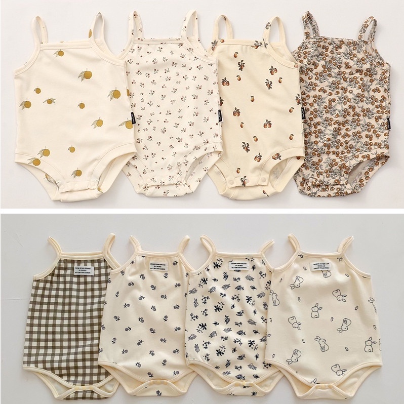 Summer Ig Style Newborn Sling-romper Fruit Pattern Cotton Infant Bodysuit Baby Clothing