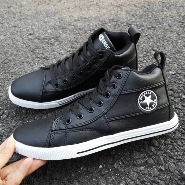 converse high cut leather black