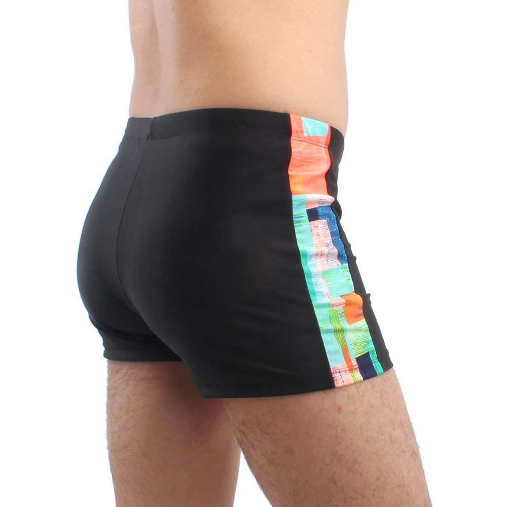 2023 Patchwork Swim Boxers Elastic Drawstring Male Swimming Trunk Mens