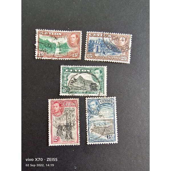 Ceylon old and rare king era stamps 5v different used mixed