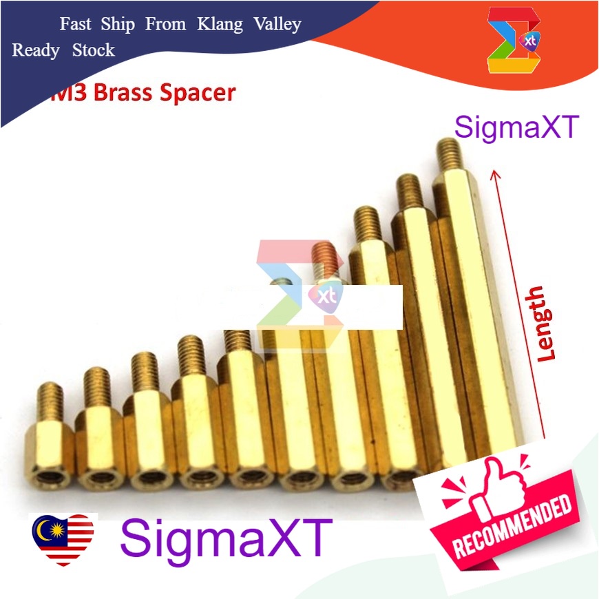 1 Pcs Brass PCB Standoffs Hexagonal Spacers M3 Male x M3 Female, Ready Stock & Fast Shipping 1