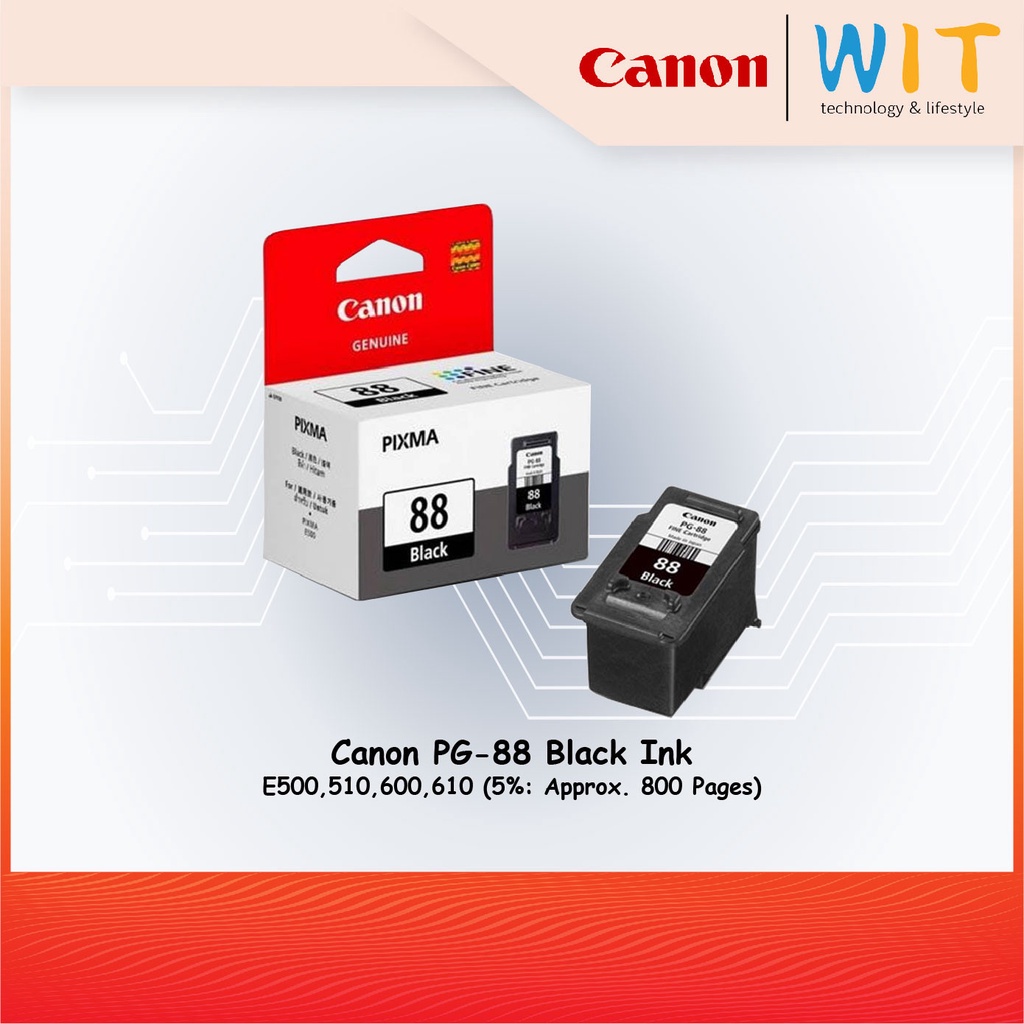 Canon PG-88 Black Ink - E500,510,600,610 (5%: Approx. 800 Pages)