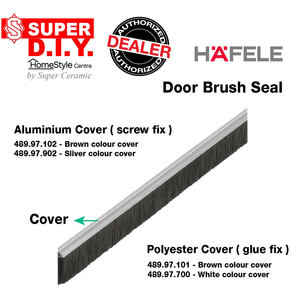 HAFELE Door Seal Polyester/Aluminium Brush (1000mm X 19mm) Shopee