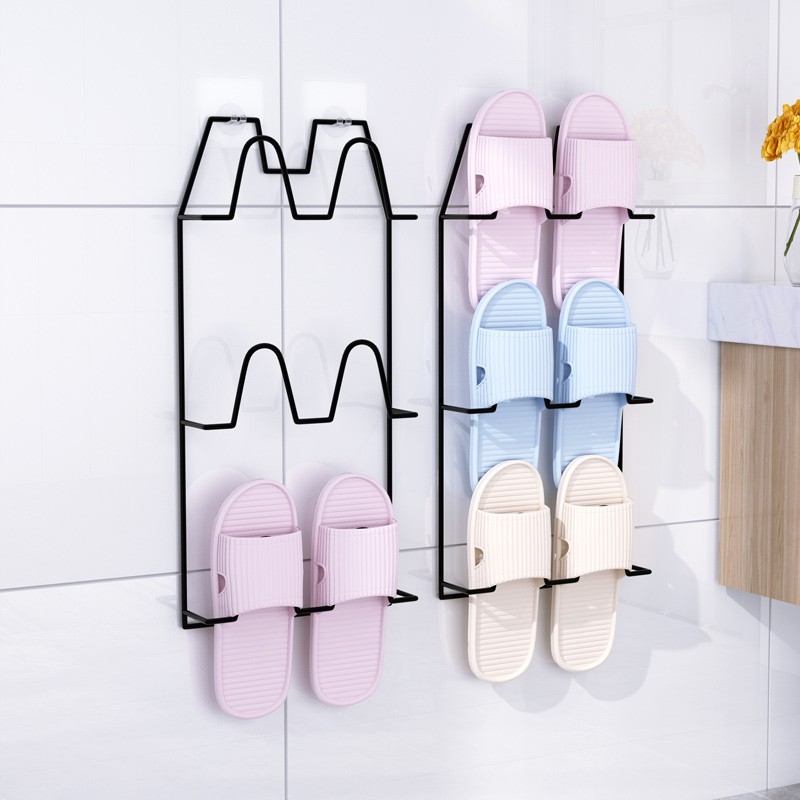 Bathroom Shoe Rack Indoor Wall Mounted Paste Shoes Shelf Slippers Holder Hander Shopee Malaysia