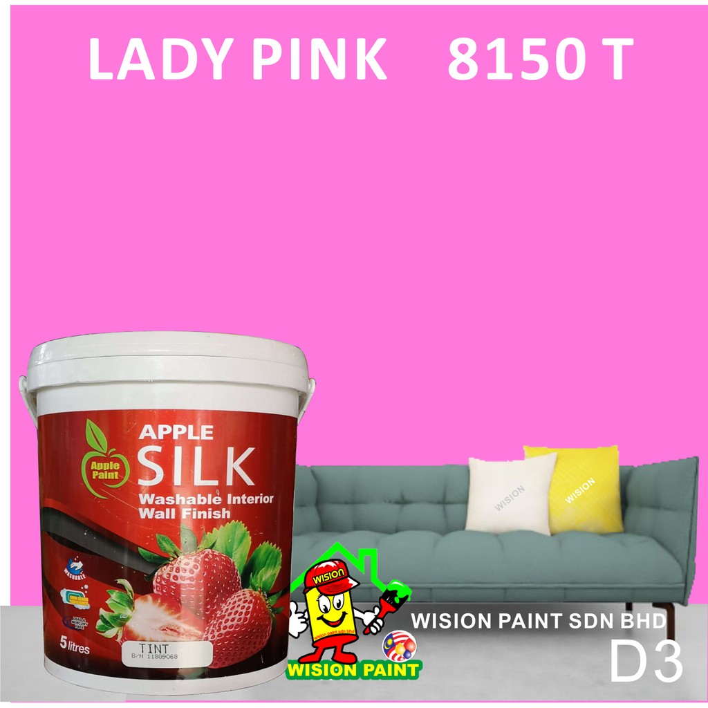Lady Pink 8150 T 5l Apple Paint Silk Washable Interior Wall Finish Easy Wash
