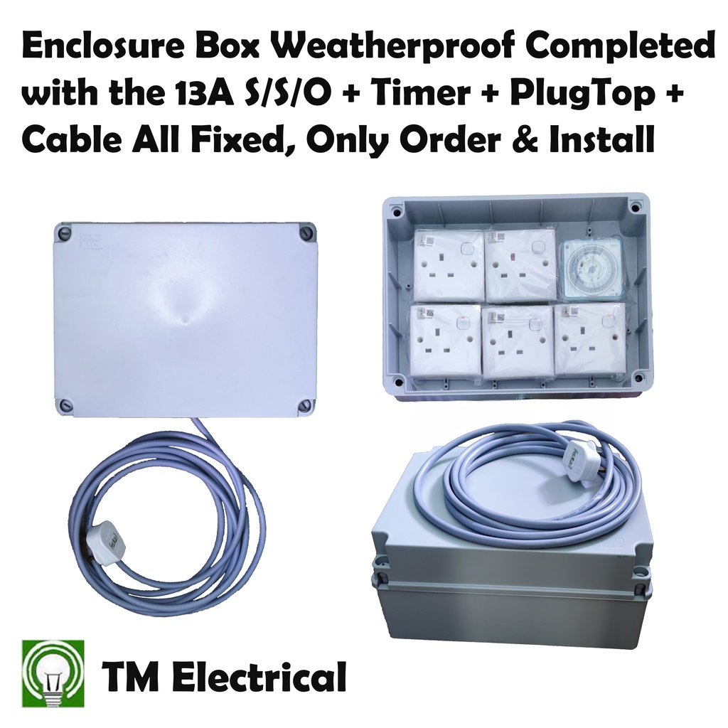 ENCLOSURE BOX WEATHERPROOF IP56 COMPLETED SET / EXTENSION CORDS SOCKET