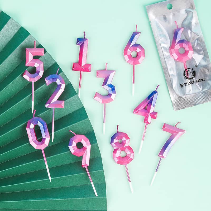 Gradient Purple Colour Birthday Number Candle