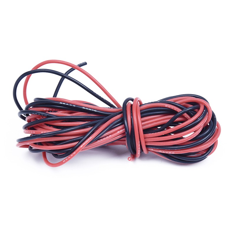 1X 2 x 3M 26 Gauge AWG Silikon-Gummi-Draht-Kabel Rot Schwarz Flexibel V4V z6