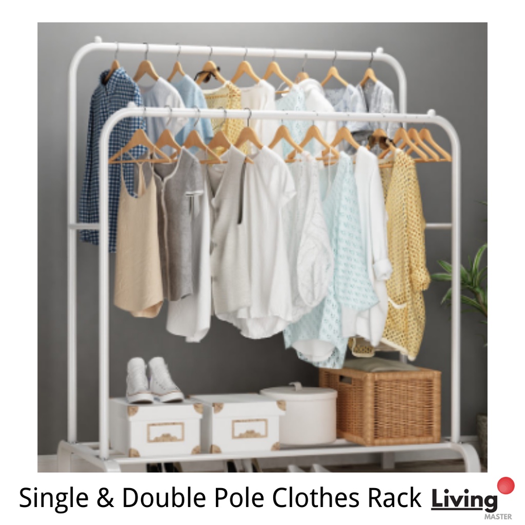 Single & Double Pole Clothes Rack Strong Powder Coated Drying Rack