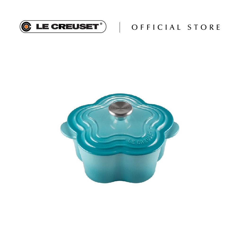 Le Creuset Flower Shaped Casserole 20cm Caribbean Blue Shopee Malaysia