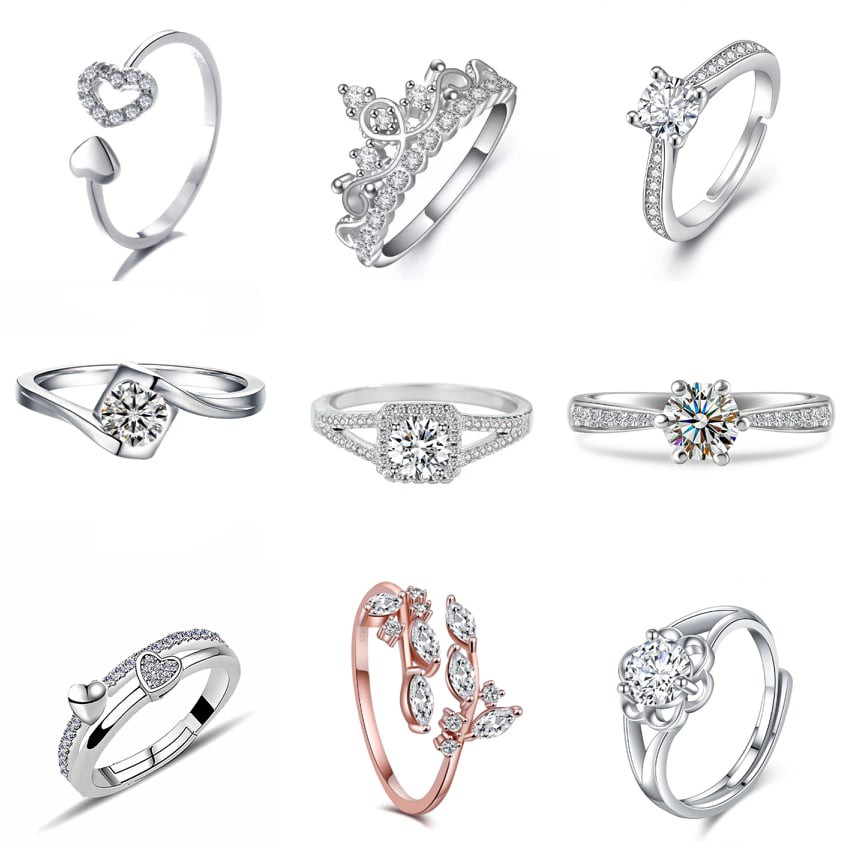 S925 Silver Rings For Ladies Women Girl Zircon Crystal Fashion Girl ...
