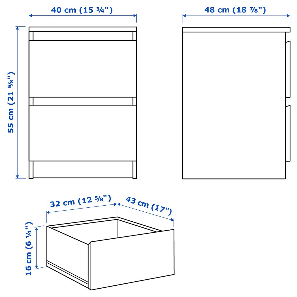 Ikea Malm Chest Of 2 Drawers 40 X 55 Cm Shopee Malaysia