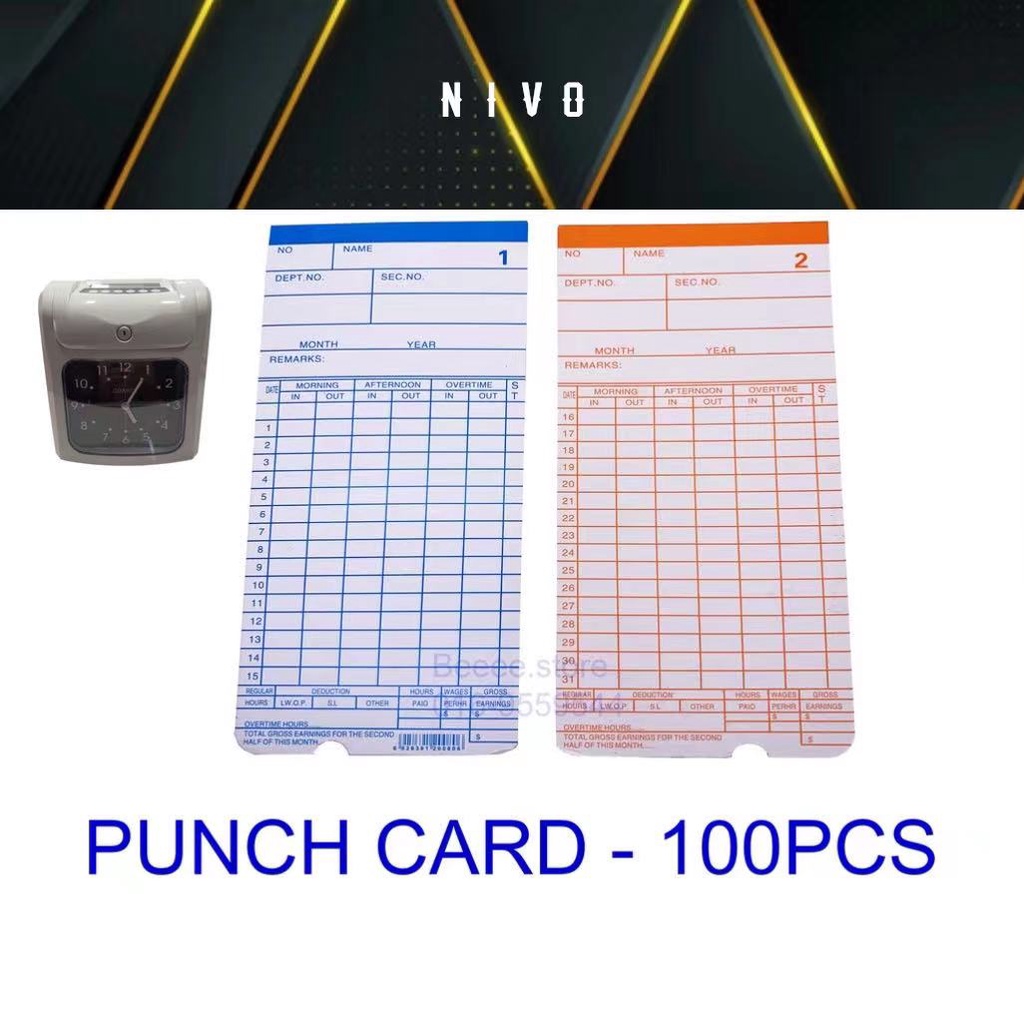 Time Clock Punch Card Attendance Card Worker Card 100pcs PUNCH CARD ...