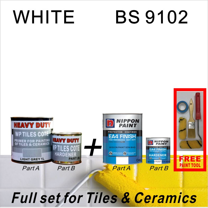 WHITE BS 9102 / 1 SET EA4 ( 1L HEAVY DUTY WP TILES COTE PRIMER / 1L