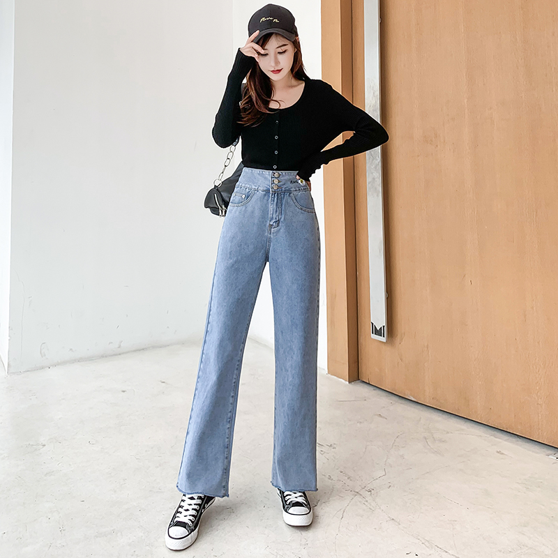 🌈Japan Station🌸Women's Clothes high waist jeans wideleg straightleg