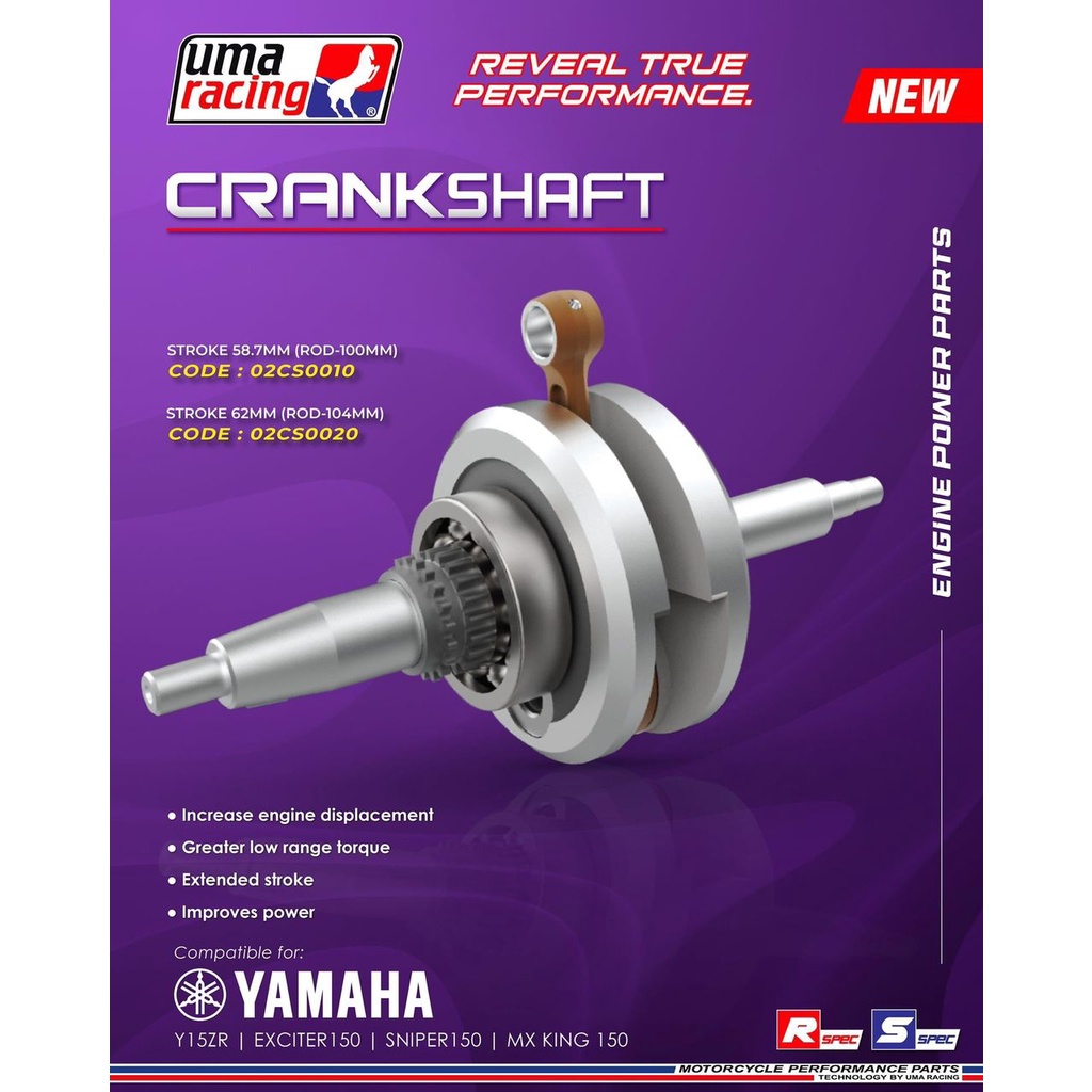 Y15R/ Y15 V1 V2 UMA CRANKSHAFT/ JETROD JET ROD CRANKSHAFT [ 58.7MM