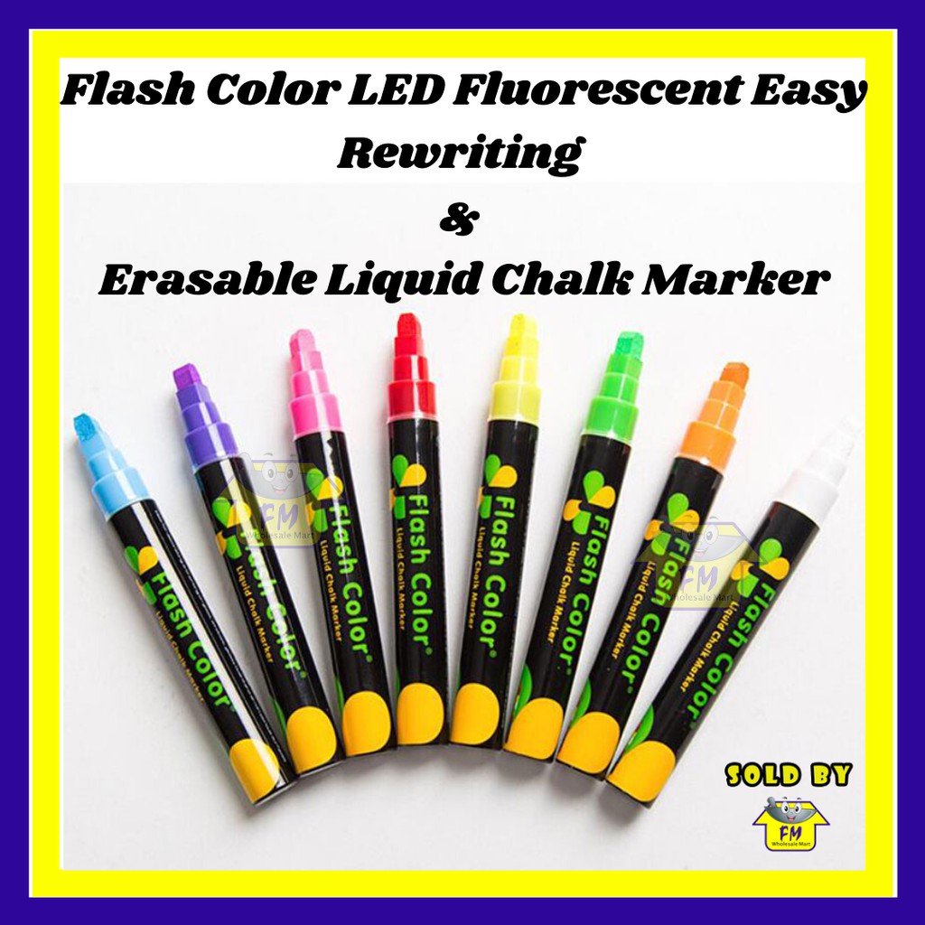 Flash Color LED Fluorescent Easy Rewriting & Erasable Liquid Chalk ...