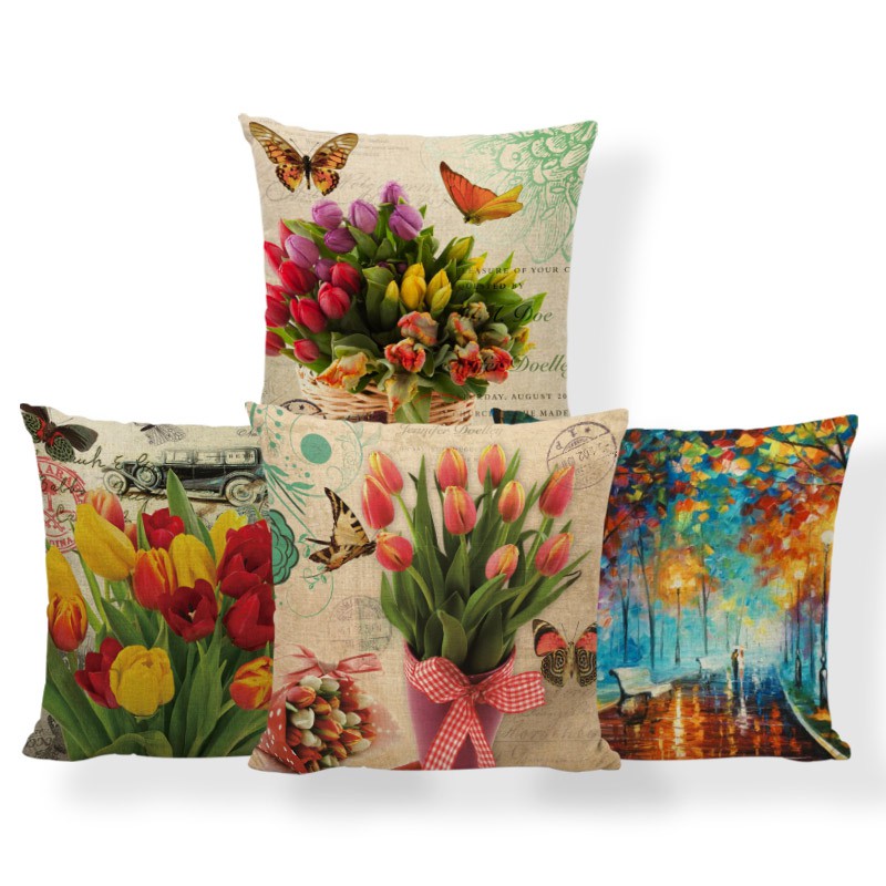 Beautiful Plant Cushion Cover Peony Pillowcase Fairy Table Man