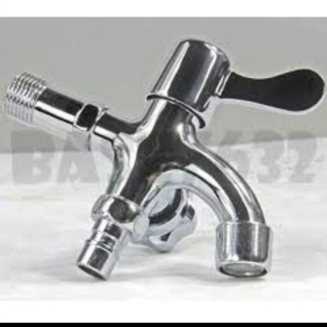 Two Way Wall Water Tap Faucet Double Handle Kepala Paip Air