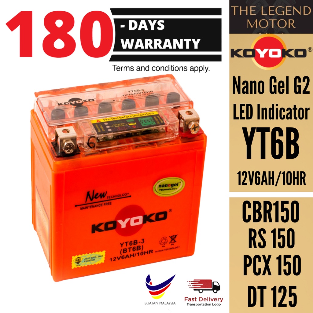 Honda RS150 PCX 150 RS150R Vario 150 Koyoko Nanogel Battery YT6B-3 BT6B ...