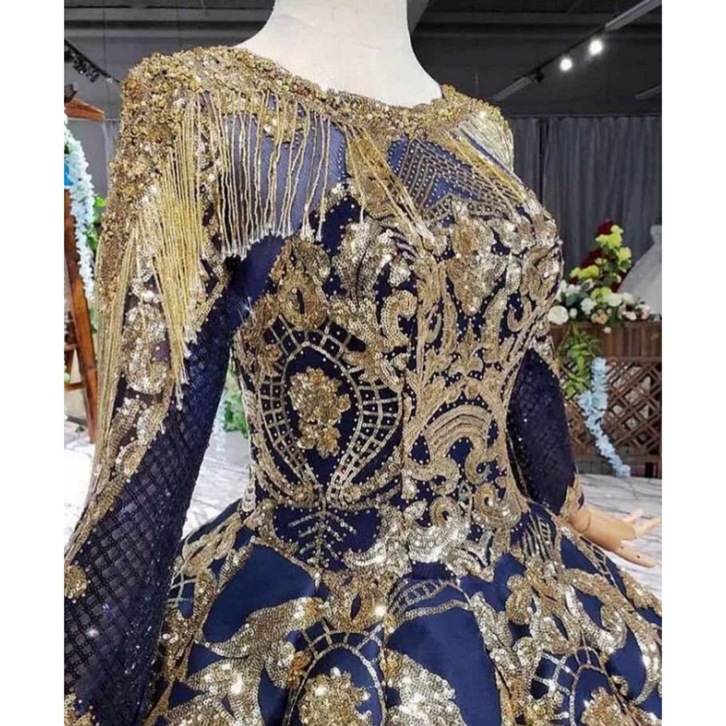 royal blue and gold wedding dresses