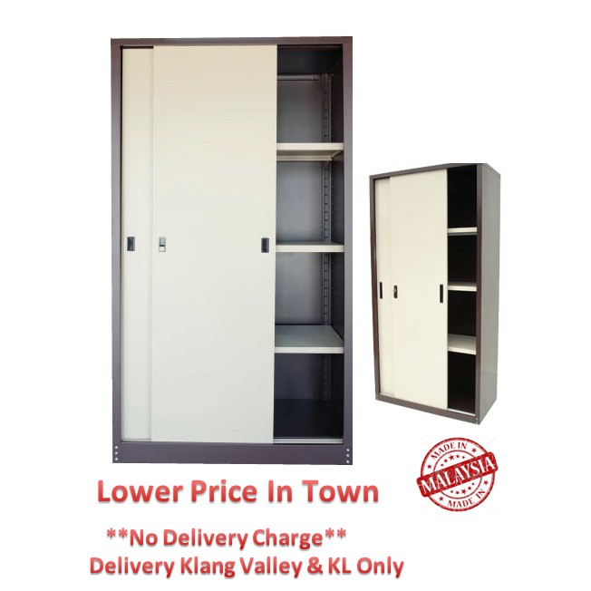 Full Height Steel Cupboard with Steel Sliding door c/w 3 adjustable ...